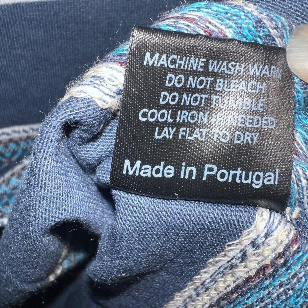 Todd Snyder T Shirt Men's Sz L Blue/Teal Striped Aztec Knit Made in Portugal Tee - Picture 7 of 9